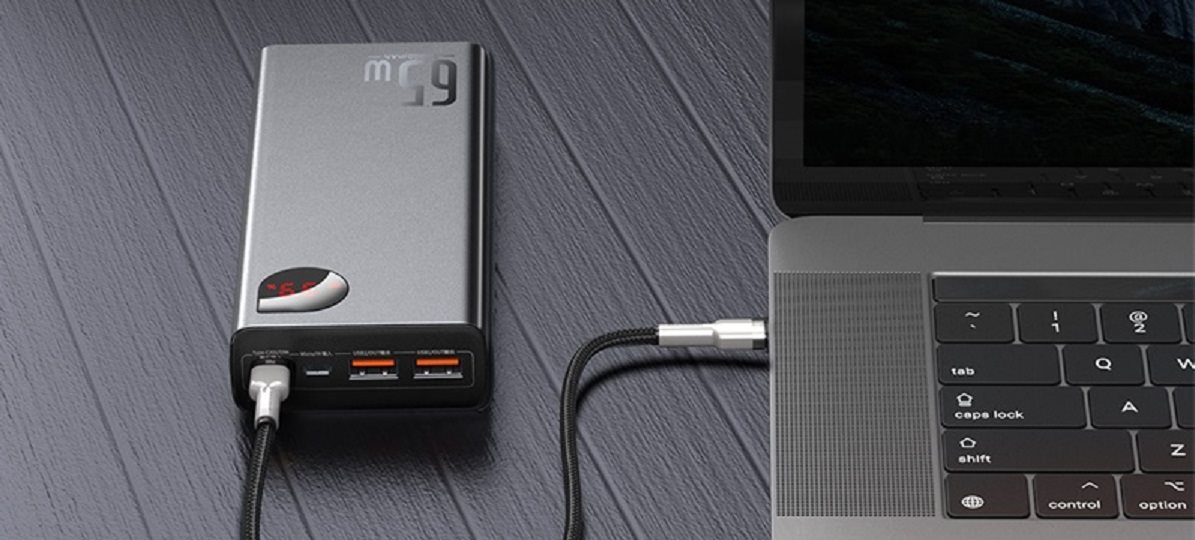 Baseus Adaman Metall Digital Display Schnellladung Power Bank 20000mAh 65W Schwarz