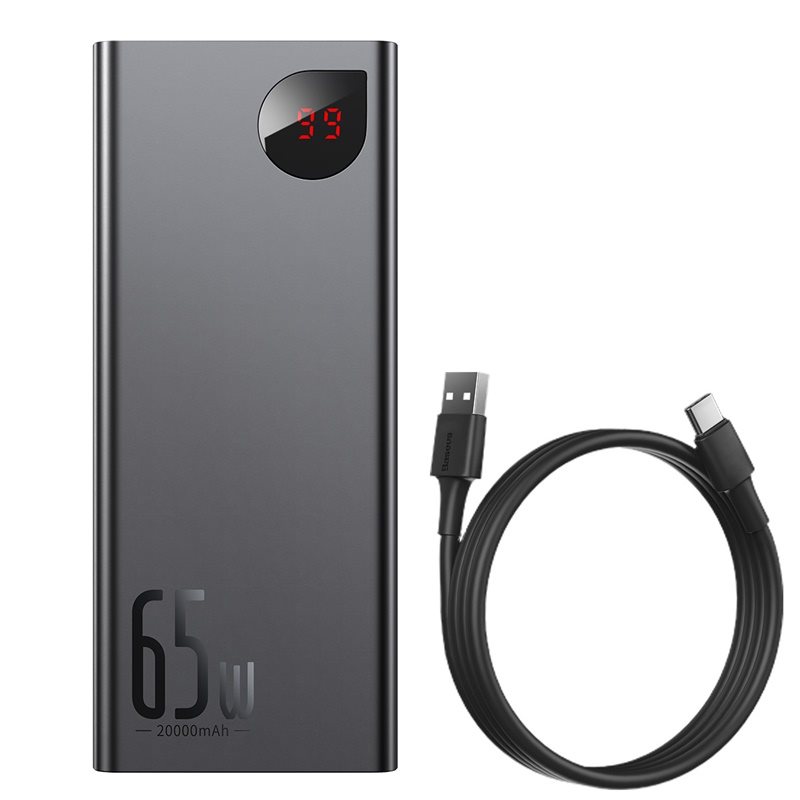 Baseus Adaman Metall Digital Display Schnellladung Power Bank 20000mAh 65W Schwarz