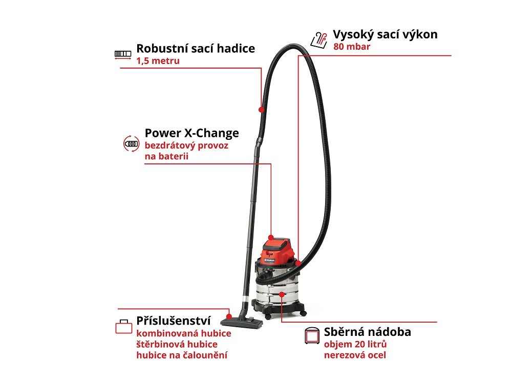 Vacuum cleaner Einhell Aku TC-VC 18/20 Li S-Solo