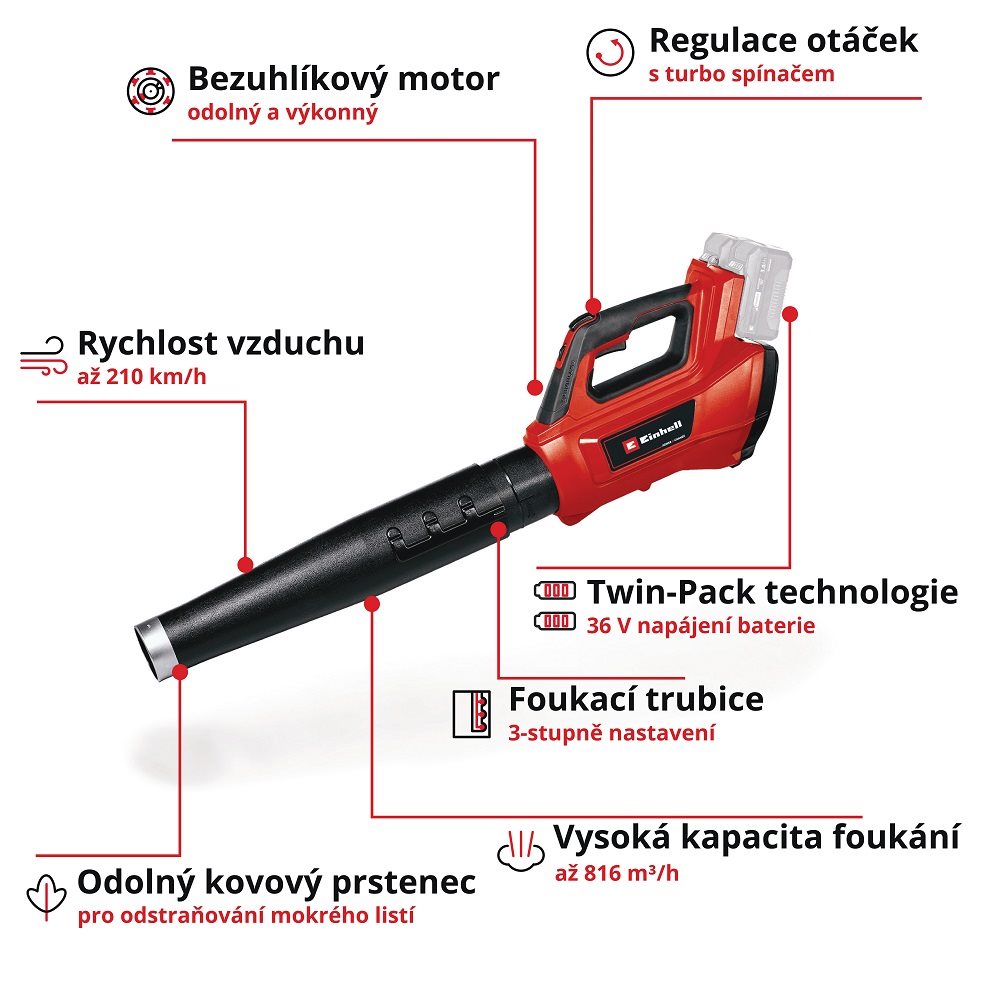 Fukar na listí Einhell GE-LB 36/210 Li E-Solo