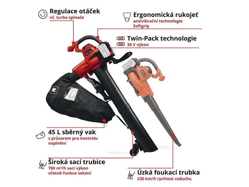 Vysavač listí Einhell GE-CL 36/230 Li E Solo