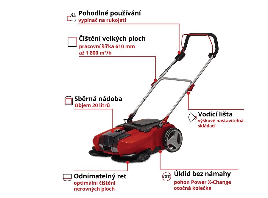 Sweeper Einhell Aku TE-SW 18/610 Li-Solo Expert