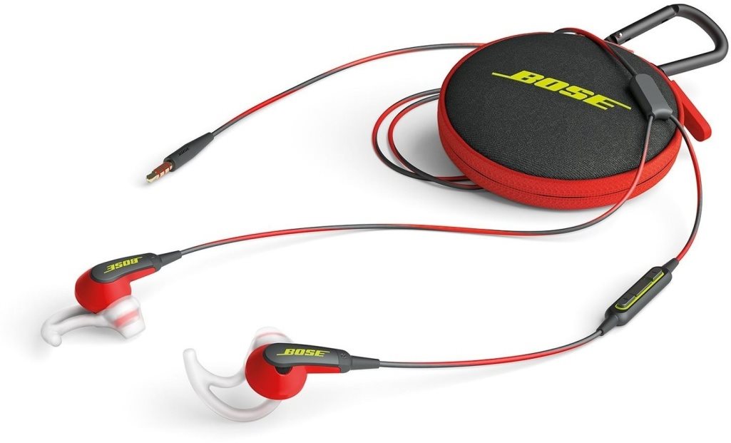 Headphones and travel case Smotaná sluchátka BOSE SoundSport In-Ear Apple Device energy green s pouzdrem