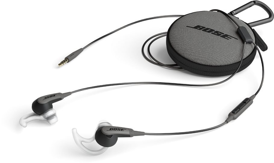 Smotaná sluchátka BOSE SoundSport In-Ear Apple Device charcoal black s pouzdrem