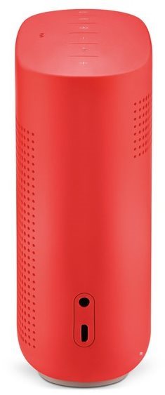 Konektory a částečný pohled na ovládací prvky reproduktoru BOSE SoundLink Color II Coral Red