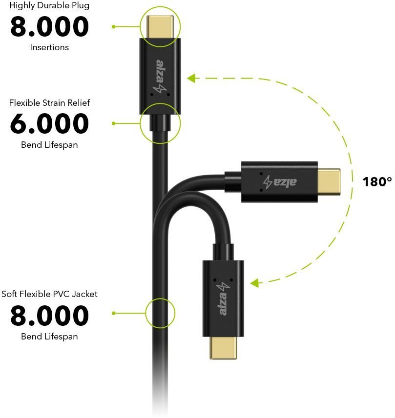 AlzaPower T3C Triple Charger 5.4A + AlzaPower Core USB-C 3.2 Gen 1, 1m