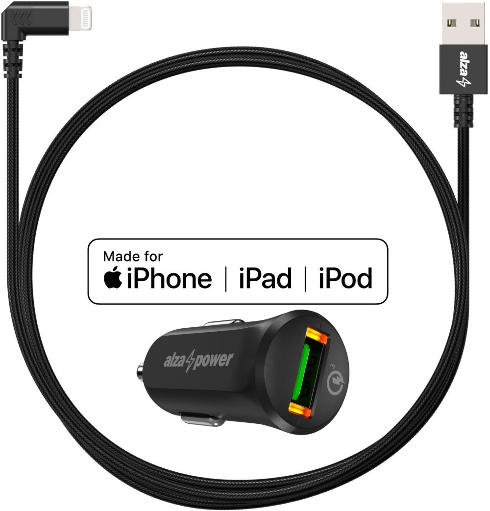 AlzaPower Car Charger X310 + AlzaPower 90Core Lightning MFi