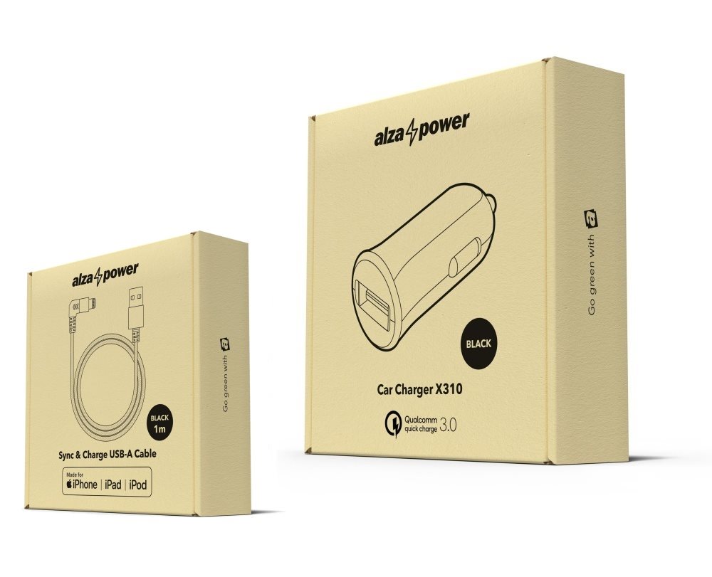 AlzaPower Car Charger X310 + AlzaPower 90Core Lightning MFi