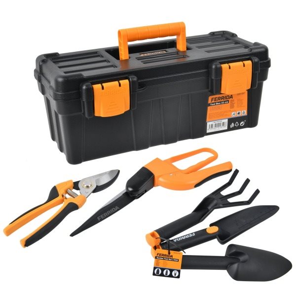FERRIDA Tool Box 40.8cm + Multi Spray 7 + B-Pruner + Grass Shears + Garden Tools Set 3pcs