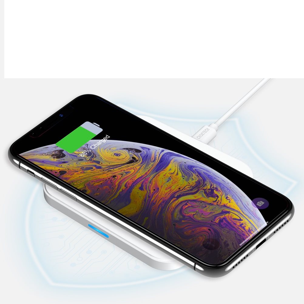 Choetech 10W single coil wireless charger pad-white