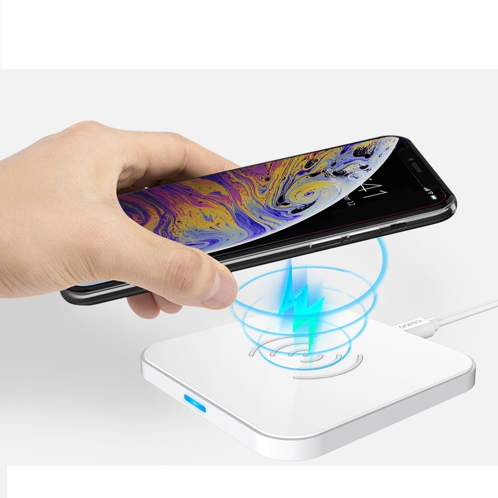 Choetech 10W single coil wireless charger pad-white+ 18W adapter