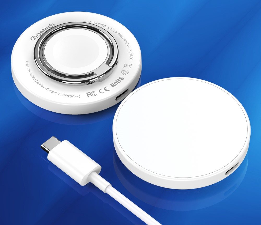 Bezdrôtová nabíjačka ChoeTech 15W 3-in-1 Magnetic Wireless Charger White