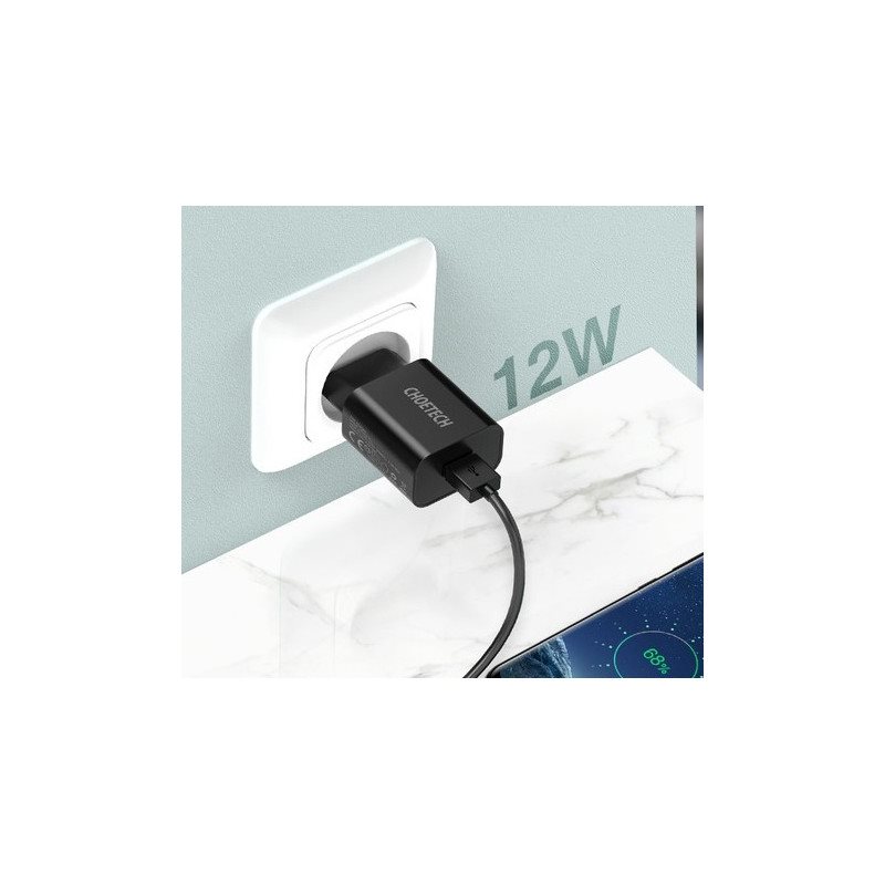 ChoeTech Smart USB Wall Charger 12W Black ChoeTech Smart USB Wall Charger 12W Black