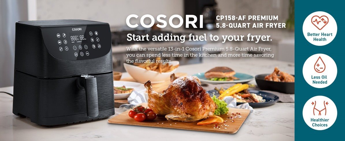 Fritéza Cosori CP-158-AF-RXL PREMIUM 5.5 Litre grey blue