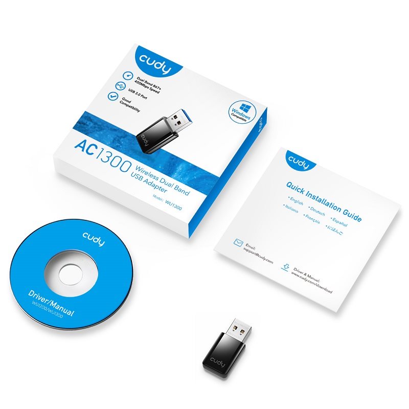 CUDY AC1300 High Gain USB Wi-Fi Adapter