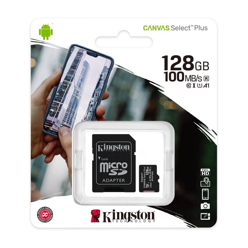 Paměťová karta Kingston MicroSDXC 128GB Canvas Select Plus + SD adaptér 