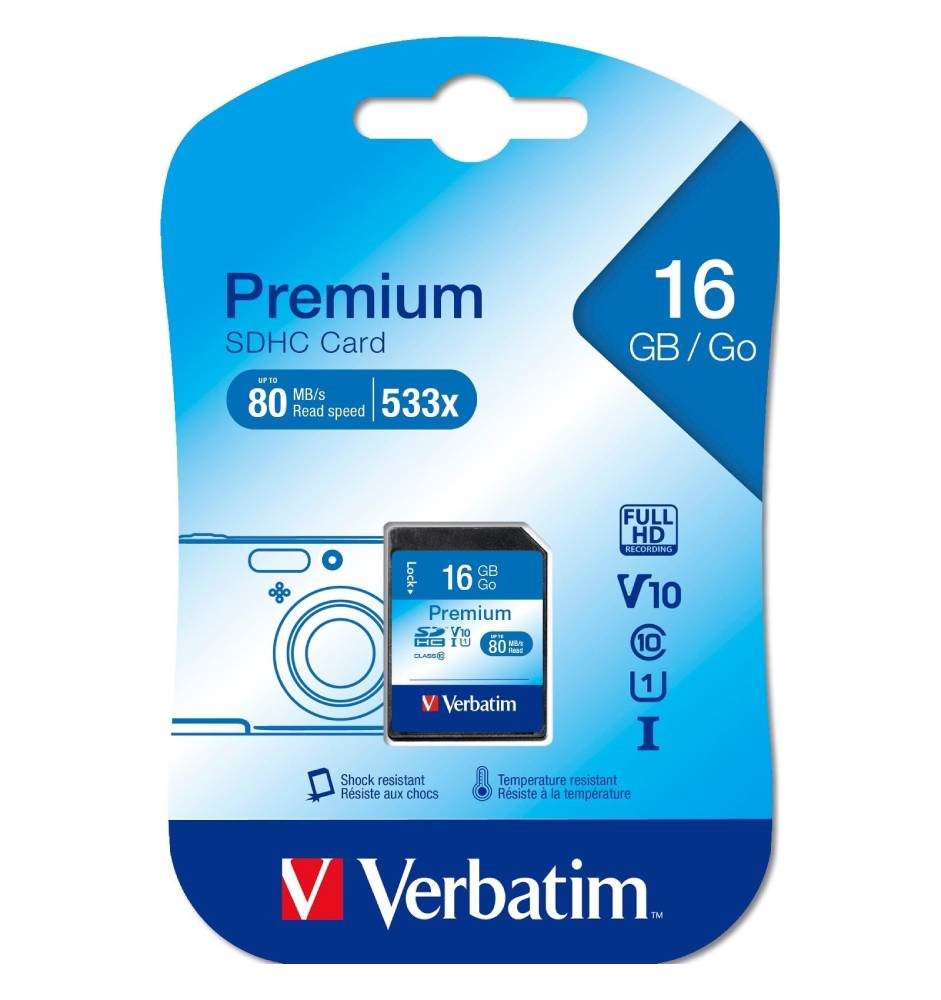 Paměťová karta Verbatim MicroSDHC 16GB Premium