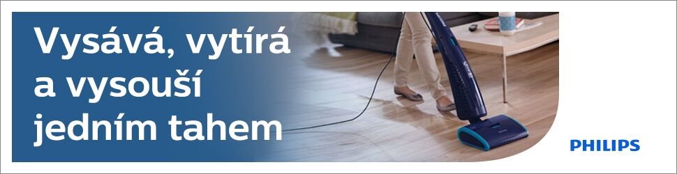 vysává, vytírá, vysouší