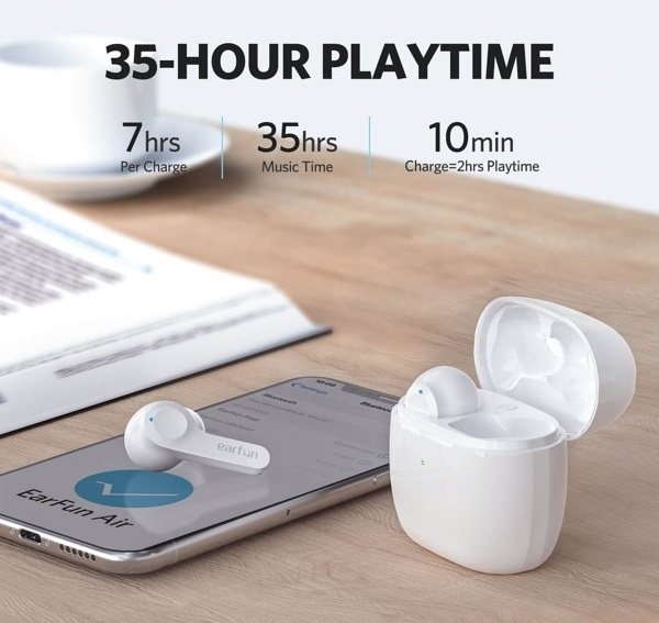 Bezdrátová sluchátka EarFun Air white Dlouhá výdrž