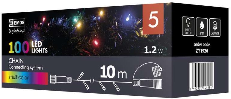 EMOS Spojovací řetěz 100 LED, 10m, multicolor barva EMOS Spojovací řetěz 100 LED, 10m, multicolor barva
