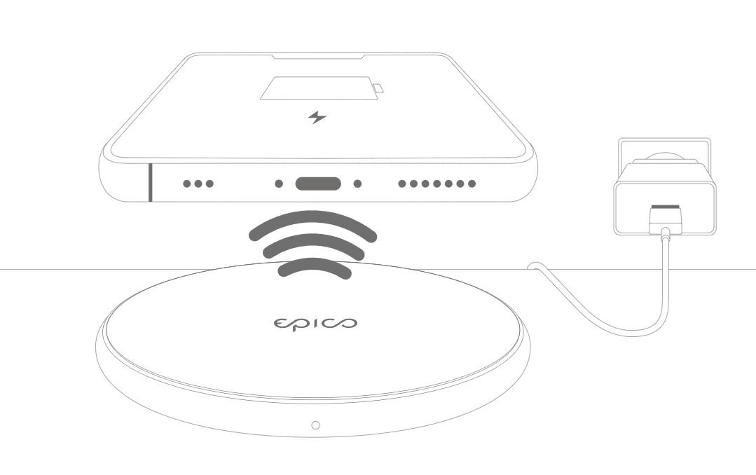 Epico Wireless Charger 110W/7.5W/5W - Black (with Adapter)