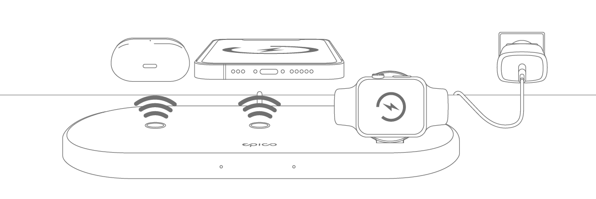 Wireless Charger - Epico Wireless Charging Base 3in1 Space Grey