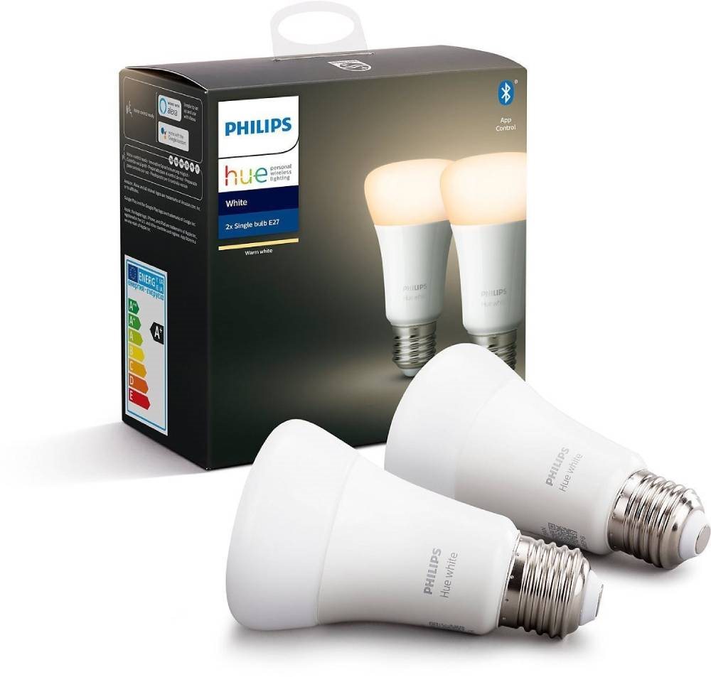 Philips Hue White 9 W LED-Lampe mit E27-Sockel, 2 Stück in einer Packung
