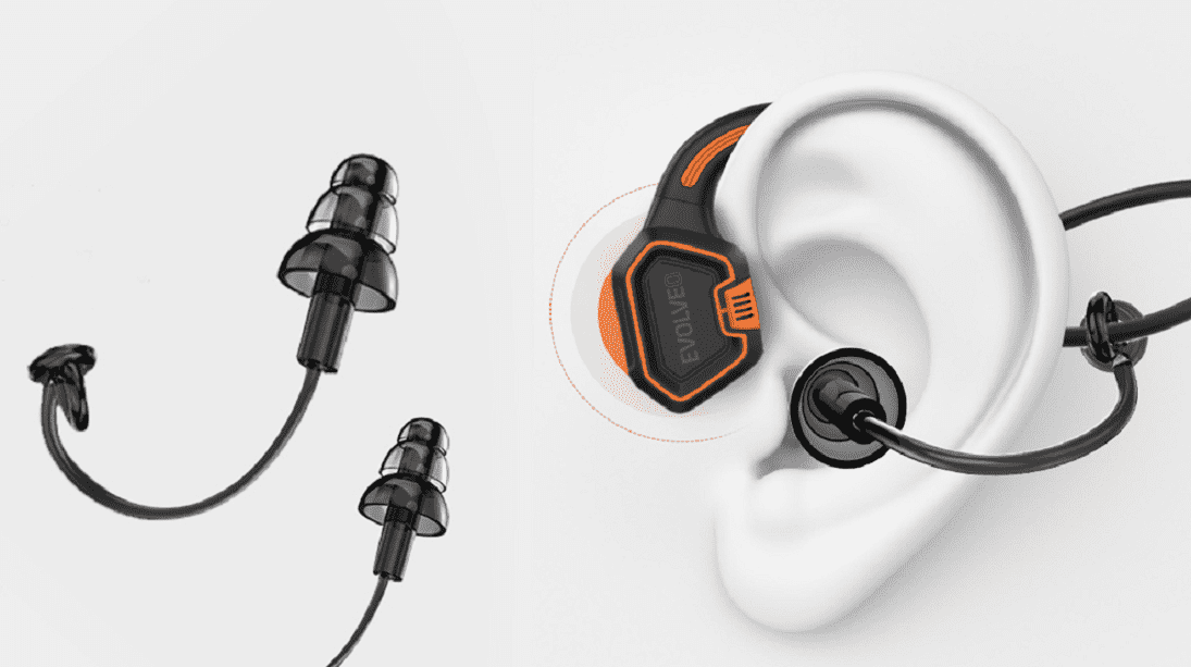 Bezdrôtové slúchadlá na lícne kosti EVOLVEO BoneSwim MP3 16 GB, sivé