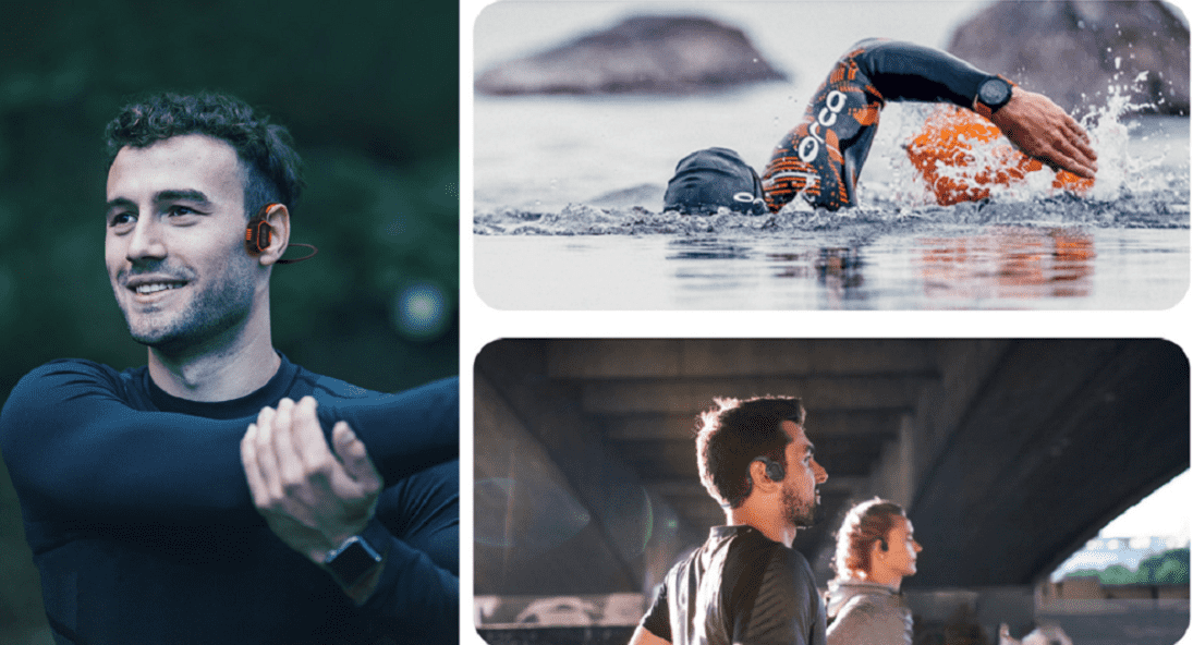 Bezdrôtové slúchadlá na lícne kosti EVOLVEO BoneSwim MP3 16 GB, sivé