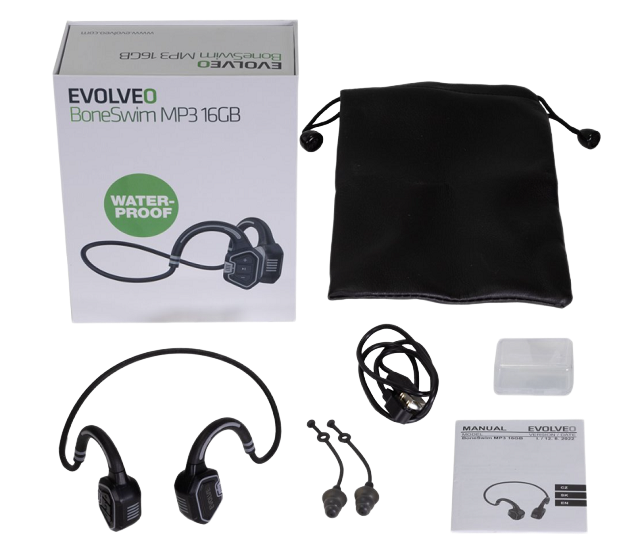 Bezdrôtové slúchadlá na lícne kosti EVOLVEO BoneSwim MP3 16 GB, sivé