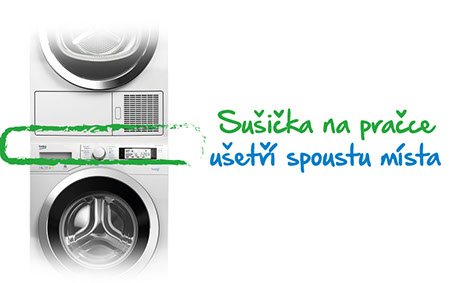 Sušičku můžete postavit na pračku Sušičku můžete postavit na pračku
