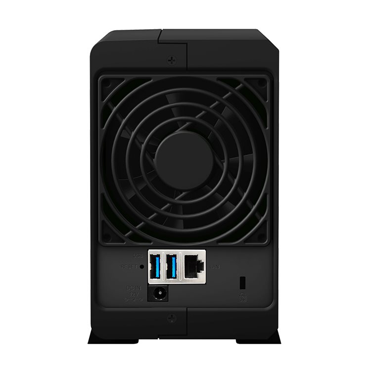 Datové úložiště Synology DS218play, zadní strana