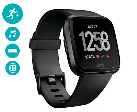Fitbit Versa Black Aluminum Smart Bluetooth hodinky