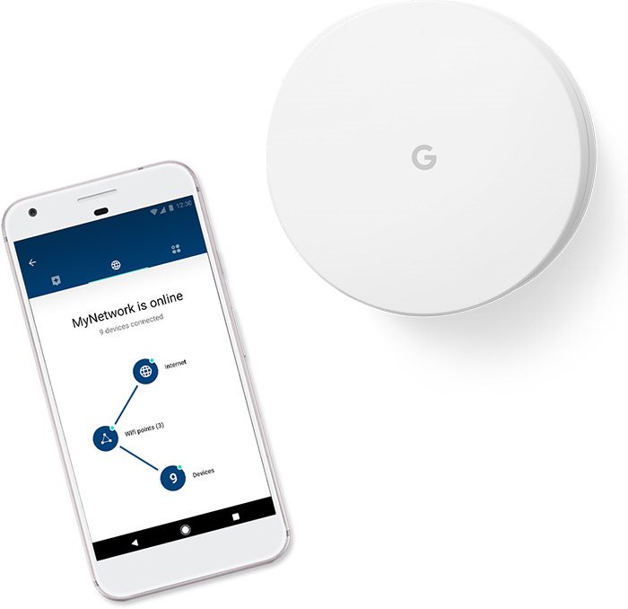 Aplikace pro ovládání Google WiFi a chytrý telefon