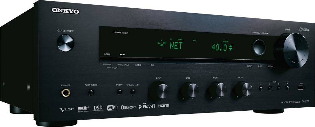 Oddálený pohled na přední panel Oddálený pohled na přední panel stereo receiveru Stereo Receiver ONKYO TX-8270 černý