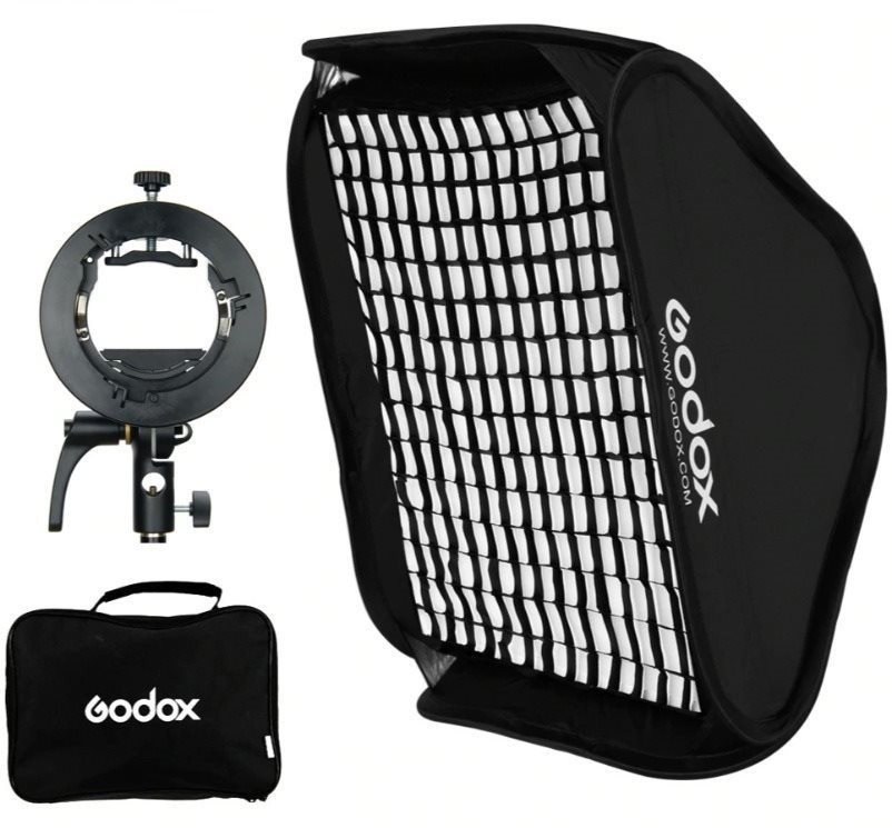 Softbox Godox Quick Softbox mit 60x60 Wabe und S2 Halter für Speedlite Blitz