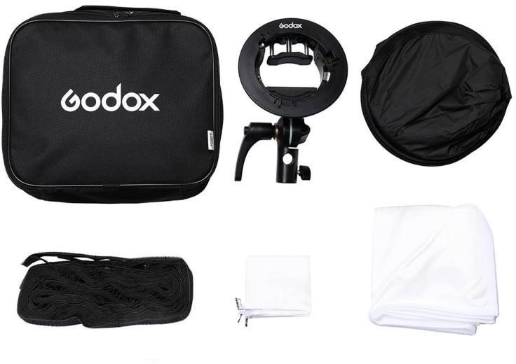Softbox Godox Quick Softbox mit 60x60 Wabe und S2 Halter für Speedlite Blitz