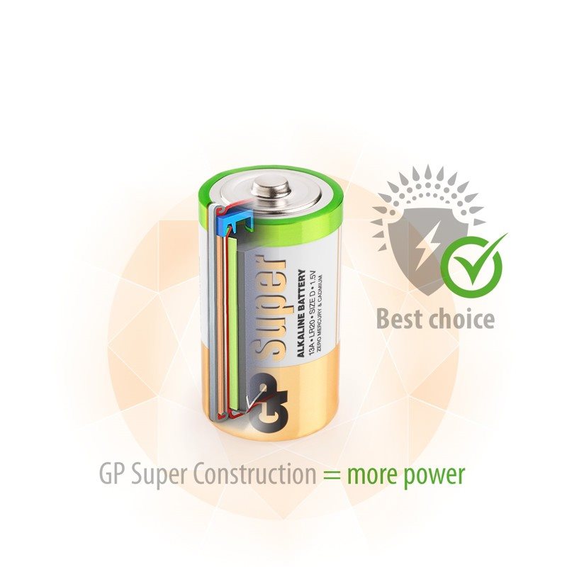 GP Alkaline Battery GP Super D (LR20), 4pcs