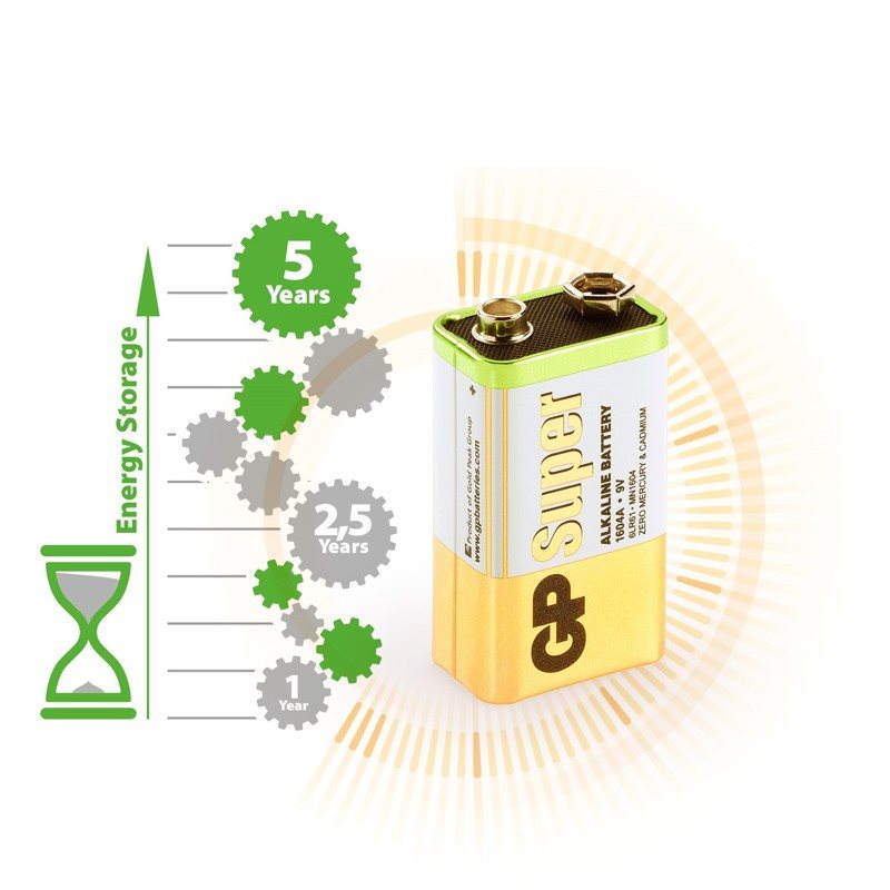 GP Alkaline Battery GP Super 9V (6LF22), 4pcs GP Alkaline Battery GP Super 9V (6LF22), 4pcs