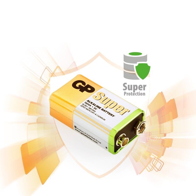 GP Alkaline Battery GP Super 9V (6LF22), 4pcs GP Alkaline Battery GP Super 9V (6LF22), 4pcs