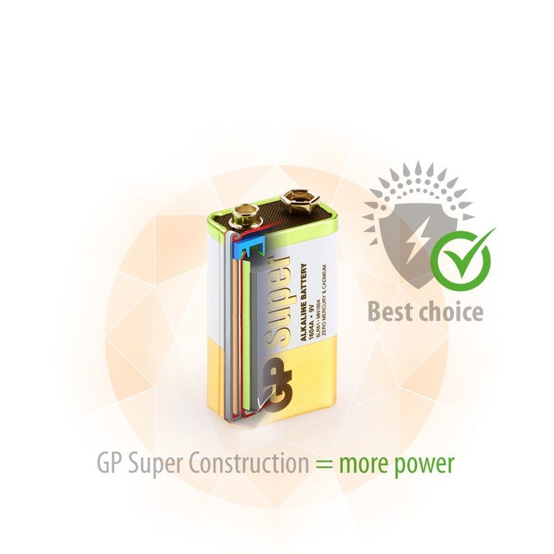 GP Alkaline Battery GP Super 9V (6LF22), 4pcs GP Alkaline Battery GP Super 9V (6LF22), 4pcs