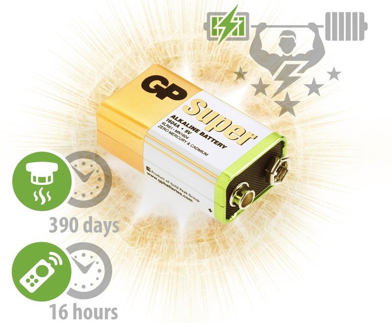 GP Alkaline Battery GP Super 9V (6LF22), 4pcs GP Alkaline Battery GP Super 9V (6LF22), 4pcs