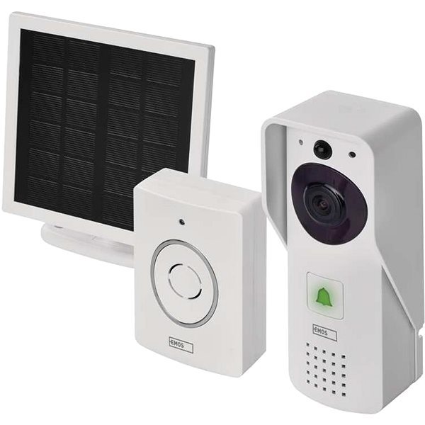 Videozvonek Emos GoSmart Domovní bezdrátový bateriový videozvonek IP-09D s wifi a solárním panelem