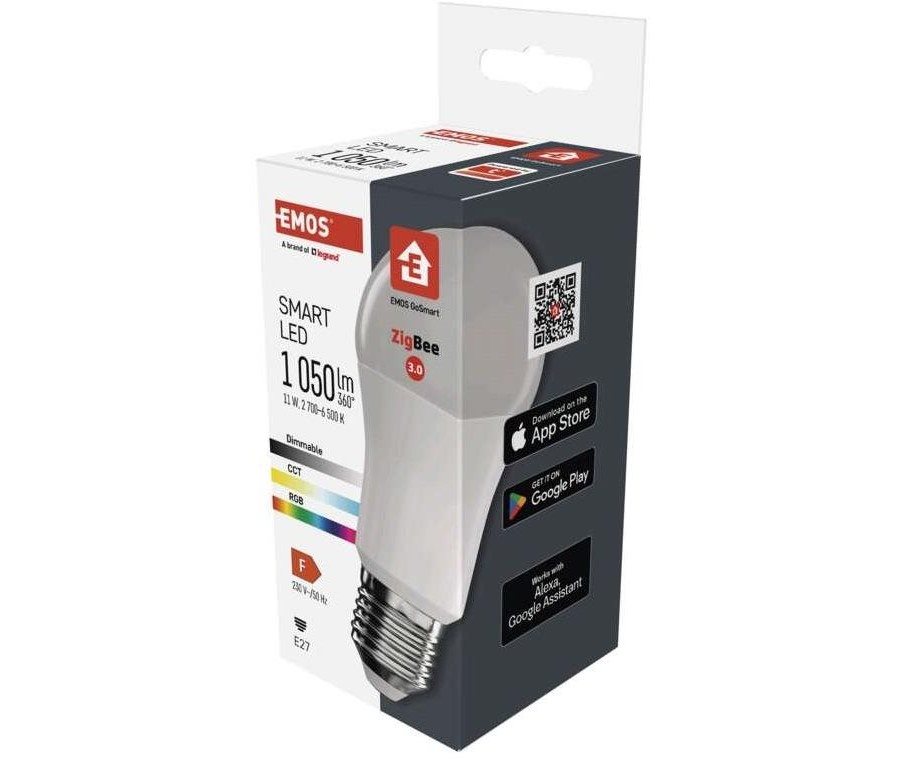 LED bulb EMOS Smart LED bulb GoSmart A60 E27 11 W (75 W) 1 050 lm RGB dimmable Zigbee LED bulb EMOS Smart LED bulb GoSmart A60 E27 11 W (75 W) 1 050 lm RGB dimmable Zigbee