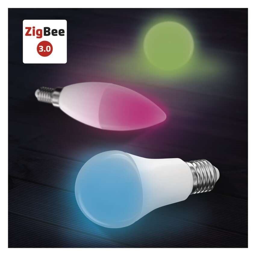 LED žárovka EMOS Chytrá LED žárovka GoSmart svíčka E14 4,8 W (40 W) 470lm RGB stmívatelná Zigbee