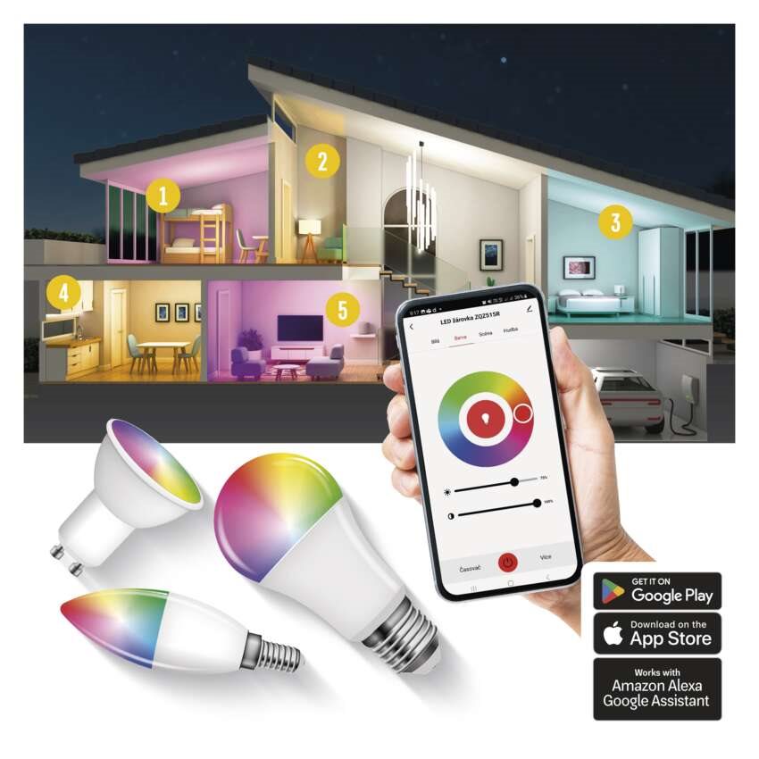 LED žárovka EMOS Chytrá LED žárovka GoSmart svíčka E14 4,8 W (40 W) 470lm RGB stmívatelná Zigbee