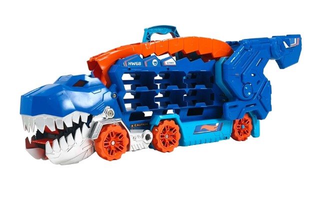 Auto Hot Wheels City T-Rex ťahač so svetlami a zvukmi