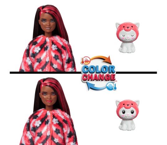 Bábika Barbie Cutie Reveal Barbie v kostýme – Mačiatko v červenom kostýme pandy