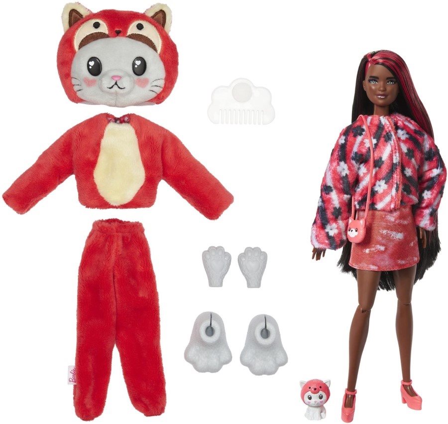 Bábika Barbie Cutie Reveal Barbie v kostýme – Mačiatko v červenom kostýme pandy