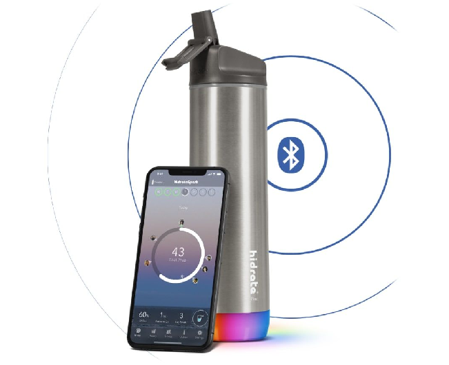 Intelligente HidrateSpark Steel-Flasche mit Strohhalm, Farbe Edelstahl
